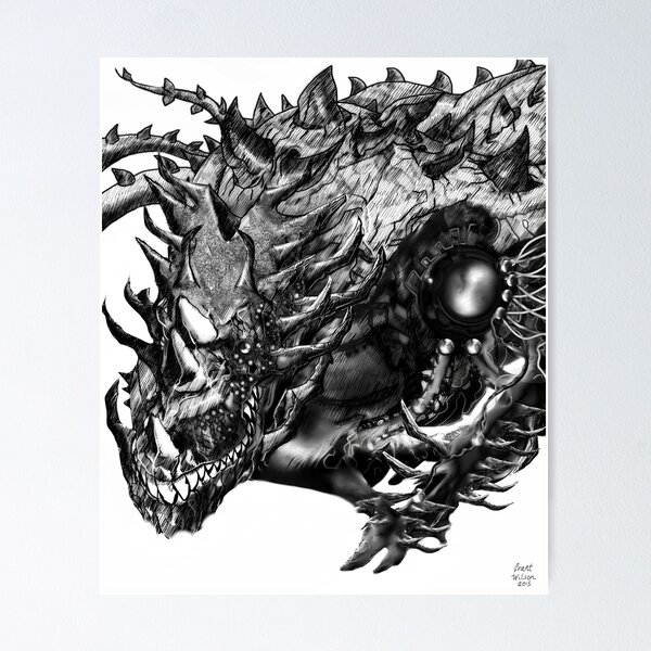 Dragon Machine [Digital Fantasy Illustration] Poster   product Offical kaiju no 8 Merch