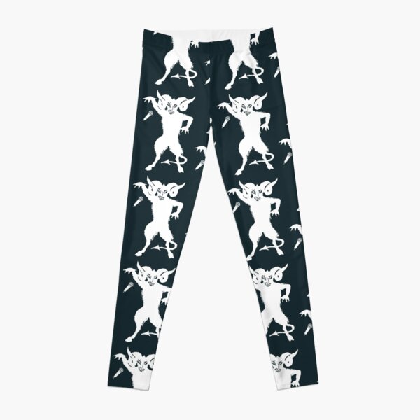 Demon horned goat (white) mic drop funny Leggings   product Offical kaiju no 8 Merch